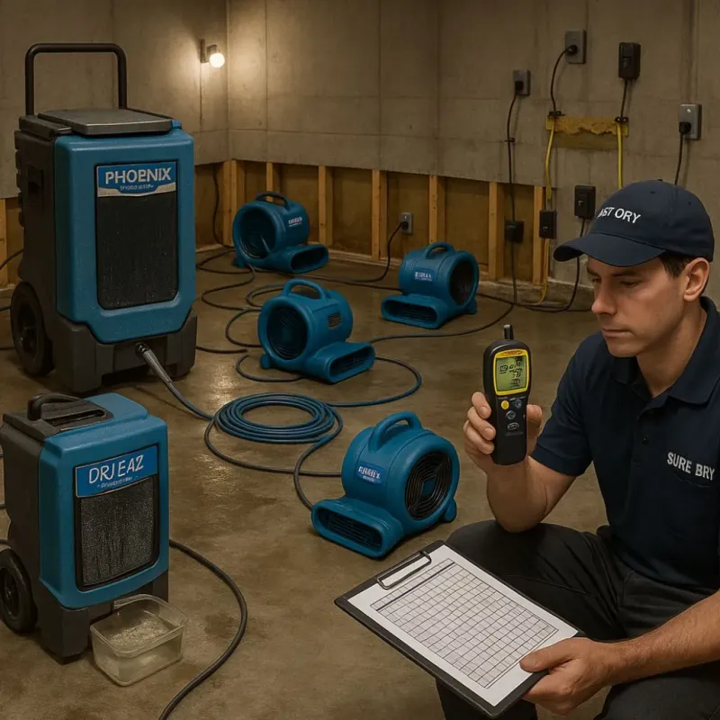 Structural Drying and Dehumidification process in Elizabethtown, NC